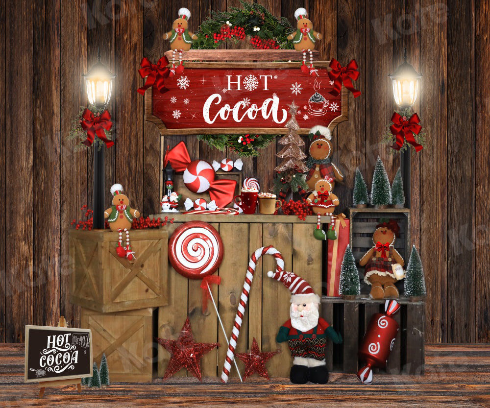 Kate Bois Pain d'épice Noël Chocolat chaud Toile de fond pour la photographie - Kate Backdrop FR