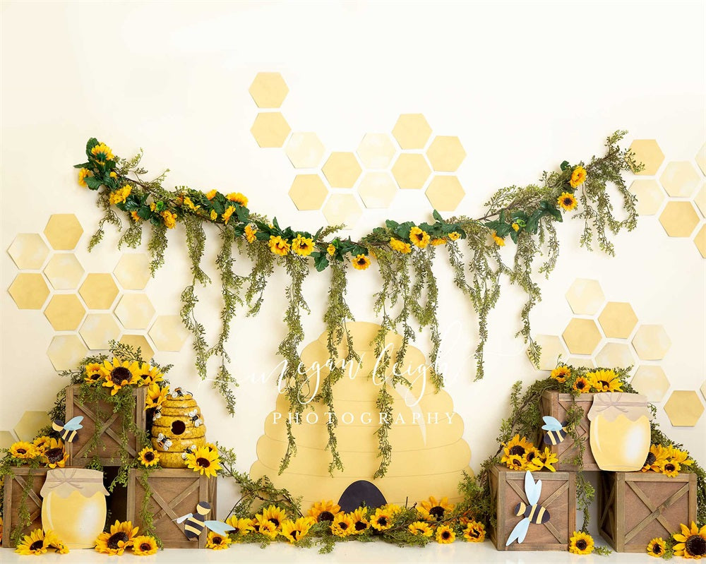 Kate Abeilles Été Jaune Toile de fond conçue par Megan Leigh - Kate Backdrop FR