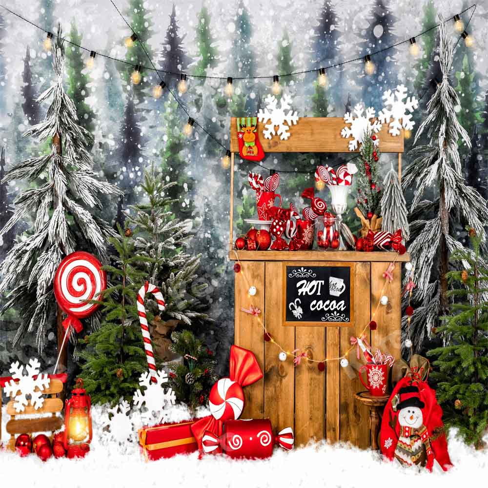 Kate Bonbons Chocolat chaud Neige Noël Toile de fond conçu par Emetselch - Kate Backdrop FR