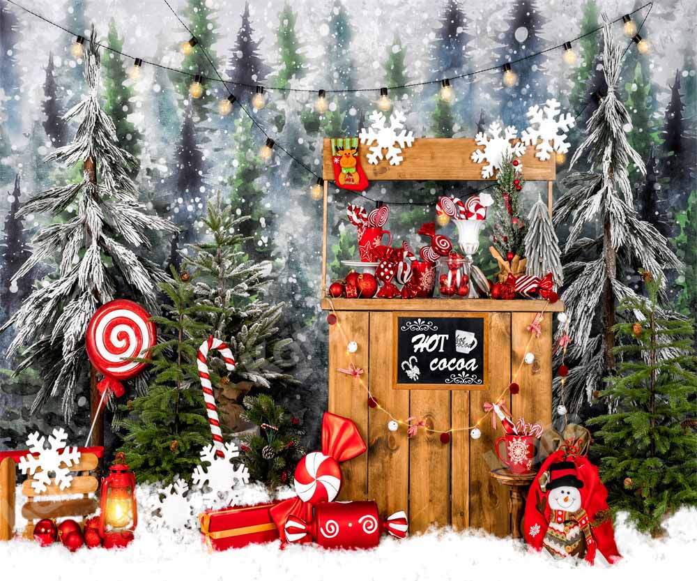 Kate Bonbons Chocolat chaud Neige Noël Toile de fond conçu par Emetselch - Kate Backdrop FR
