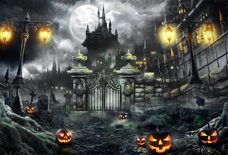 Kate Château Porte Nuit Halloween Toile de fond pour la photographie - Kate Backdrop FR