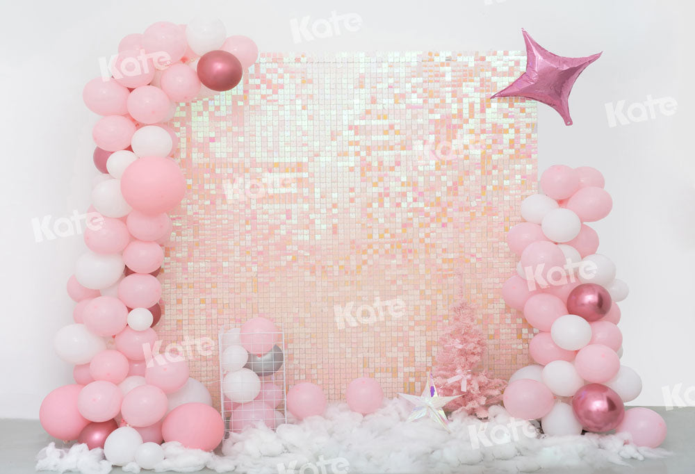 Kate Paillettes Rose Ballons Fête Anniversaire Toile de fond conçu par Emetselch - Kate Backdrop FR