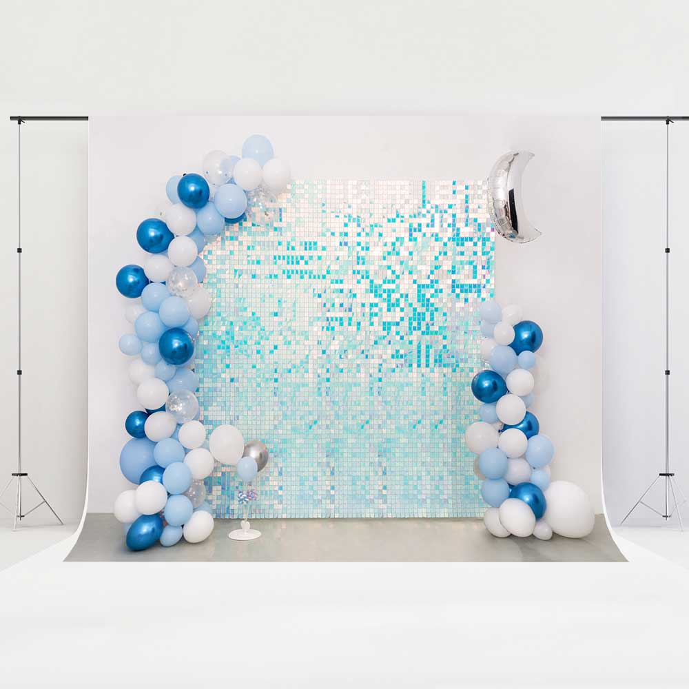 Kate Paillettes Bleu Ballons Fête Anniversaire Toile de fond conçu par Emetselch - Kate Backdrop FR