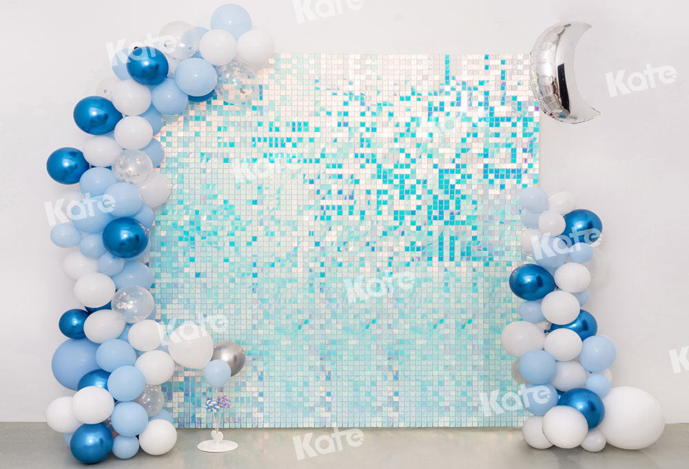 Kate Paillettes Bleu Ballons Fête Anniversaire Toile de fond conçu par Emetselch - Kate Backdrop FR