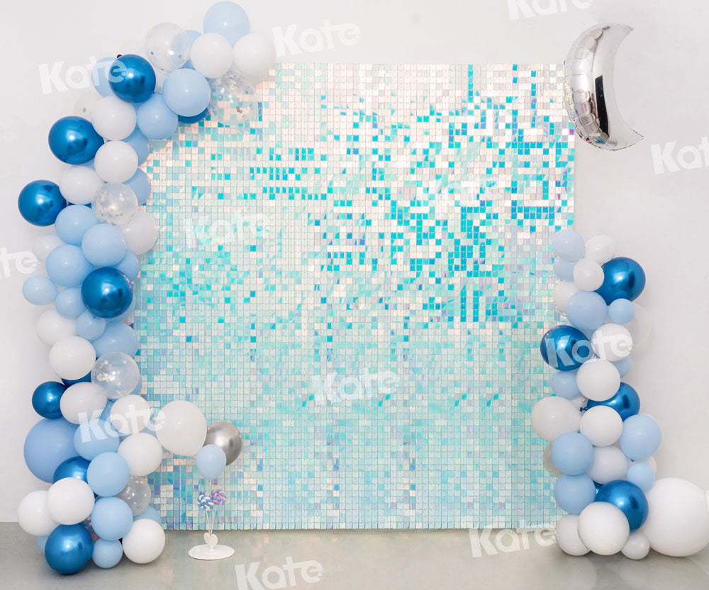 Kate Paillettes Bleu Ballons Fête Anniversaire Toile de fond conçu par Emetselch - Kate Backdrop FR