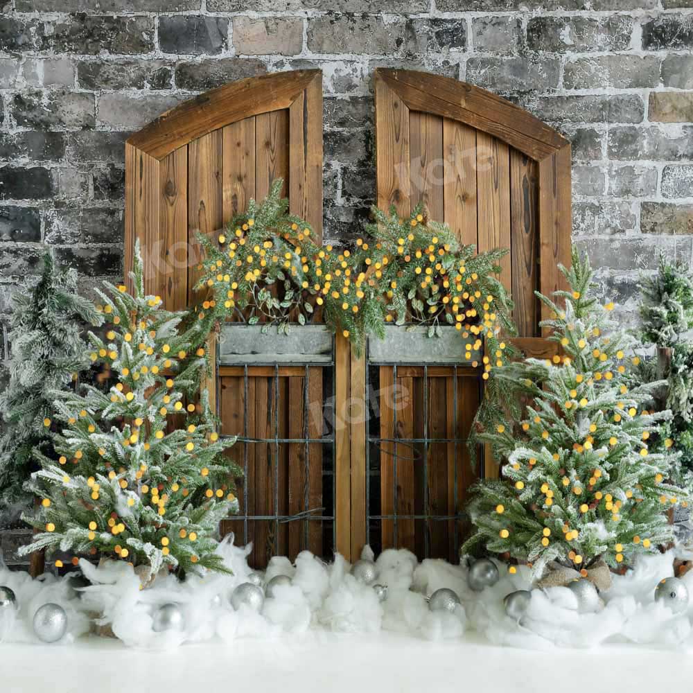 Kate Grange Rétro Gris Arbres Noël Toile de fond conçu par Emetselch - Kate Backdrop FR