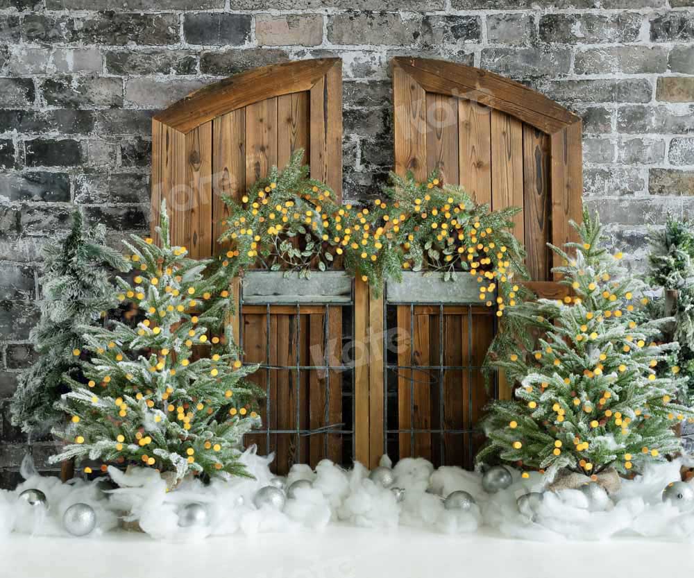 Kate Grange Rétro Gris Arbres Noël Toile de fond conçu par Emetselch - Kate Backdrop FR