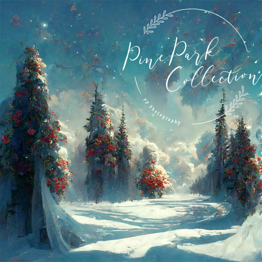 Kate Bleu Pays des merveilles Hiver Toile de fond conçue par Pine Park Collection - Kate Backdrop FR