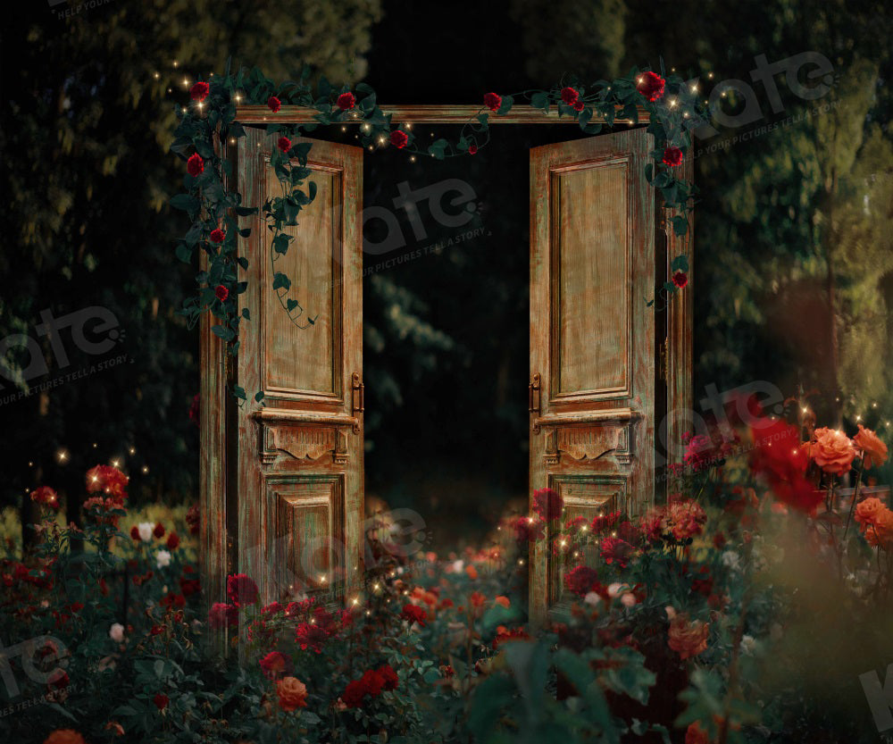 Kate Jardin de roses Nuit Saint-Valentin Porte Toile de fond pour la photographie - Kate Backdrop FR