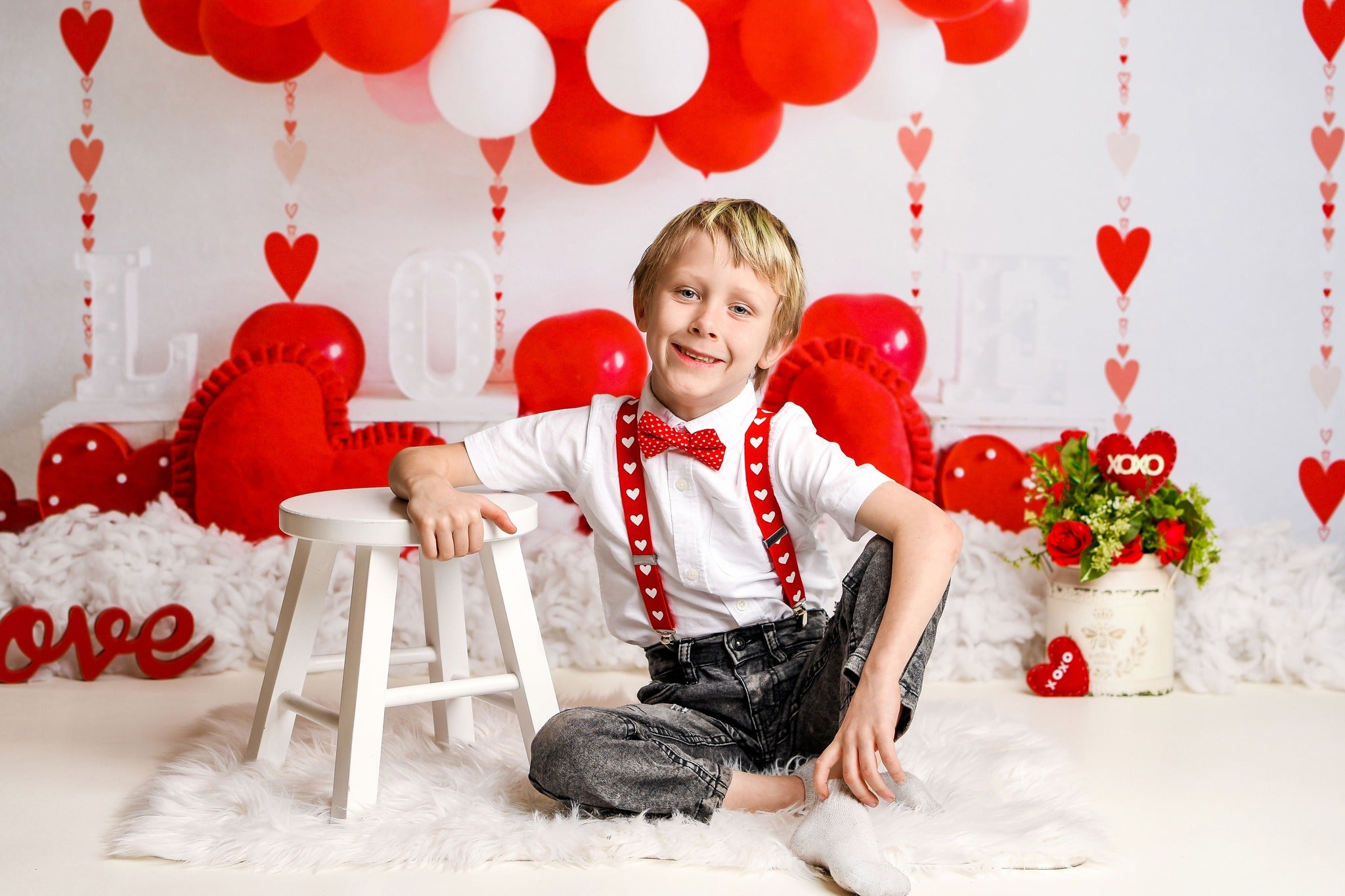 Kate Saint Valentin Ballons Amour Coeur Toile de fond conçue par Uta Mueller - Kate Backdrop FR