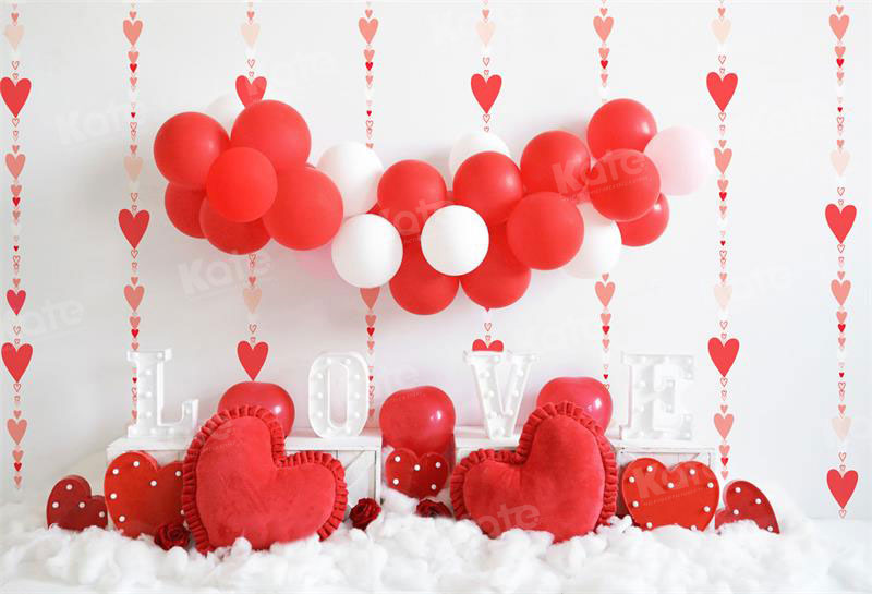 Kate Saint Valentin Ballons Amour Coeur Toile de fond conçue par Uta Mueller - Kate Backdrop FR
