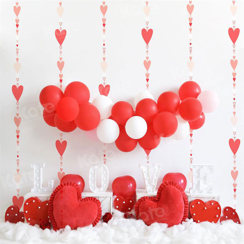 Kate Saint Valentin Ballons Amour Coeur Toile de fond conçue par Uta Mueller - Kate Backdrop FR