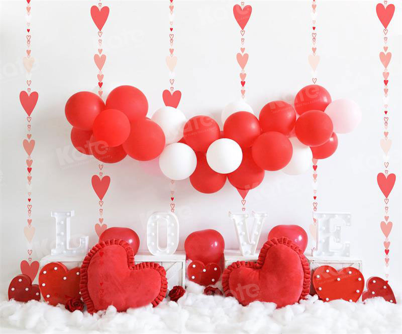 Kate Saint Valentin Ballons Amour Coeur Toile de fond conçue par Uta Mueller - Kate Backdrop FR