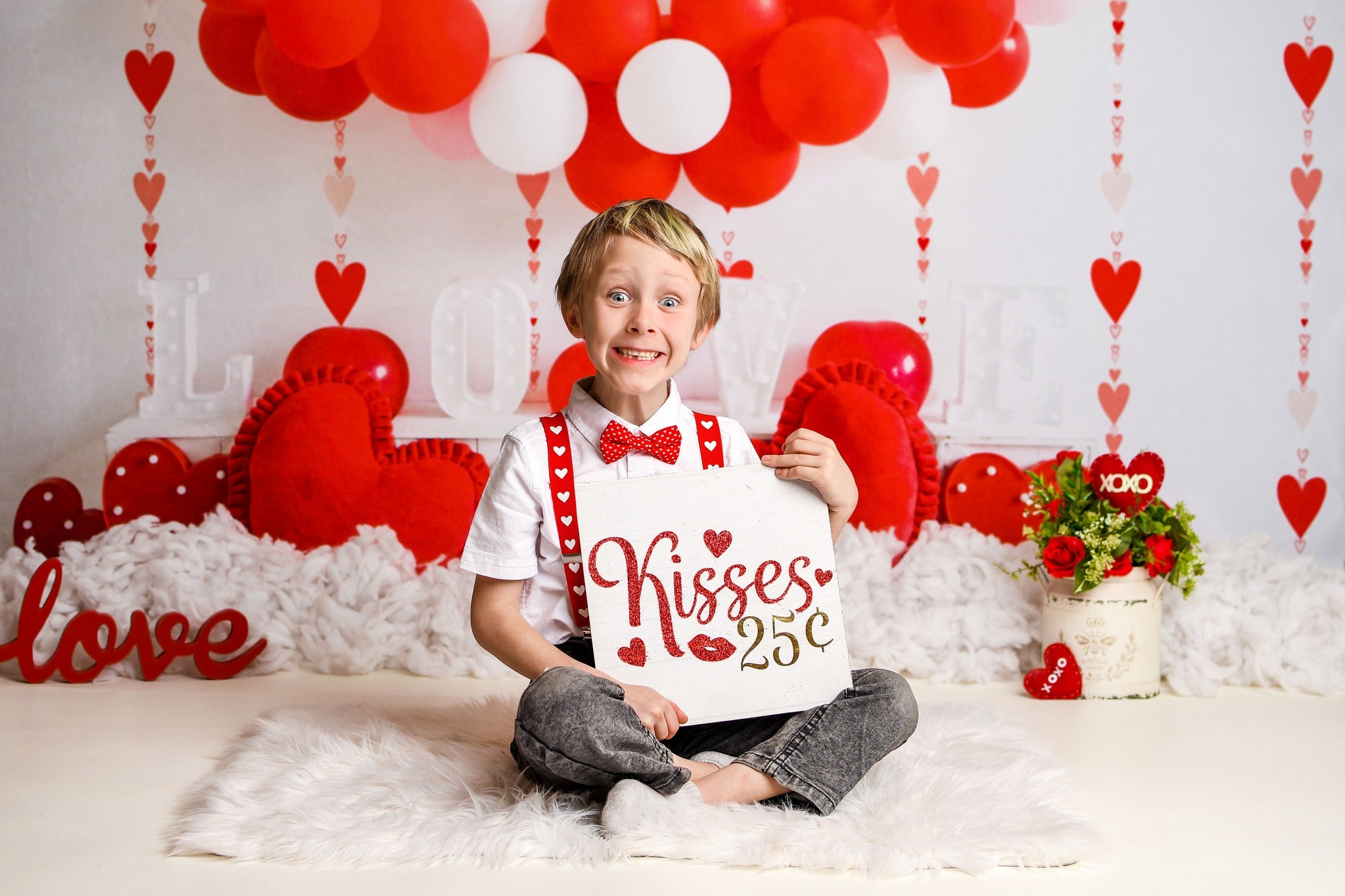 Kate Saint Valentin Ballons Amour Coeur Toile de fond conçue par Uta Mueller - Kate Backdrop FR