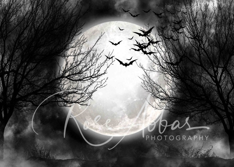 Kate Halloween Effrayant Pleine lune Nuit Toile de fond conçue par Rose Abbas - Kate Backdrop FR