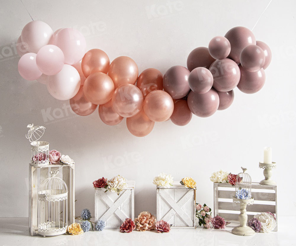 Kate Ballons Boho Fleurs Printemps Toile de fond pour la photographie - Kate Backdrop FR