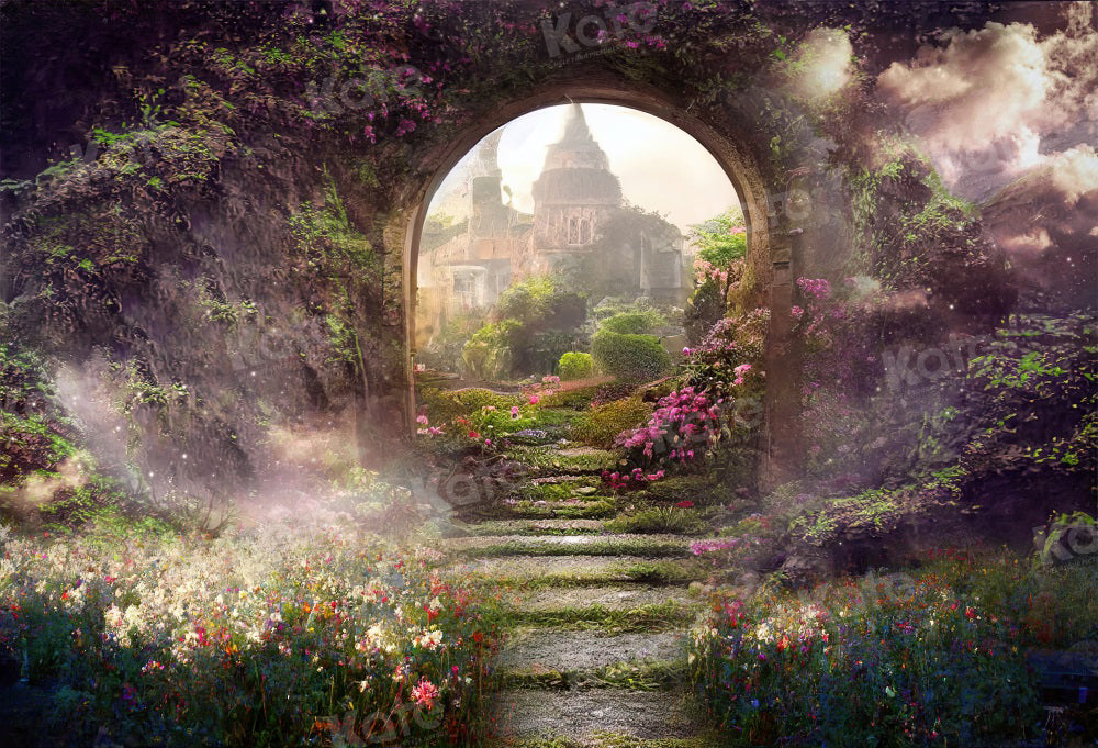Kate Château Jardin Fleurs magiques Printemps Toile de fond pour la photographie - Kate Backdrop FR