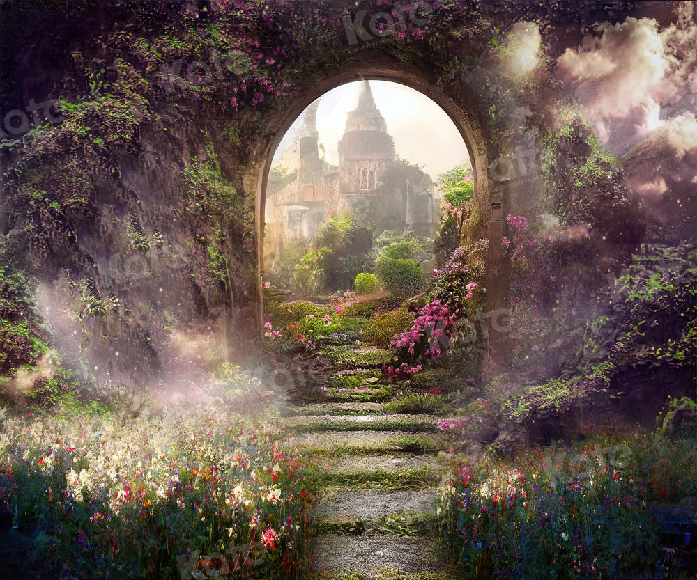 Kate Château Jardin Fleurs magiques Printemps Toile de fond pour la photographie - Kate Backdrop FR