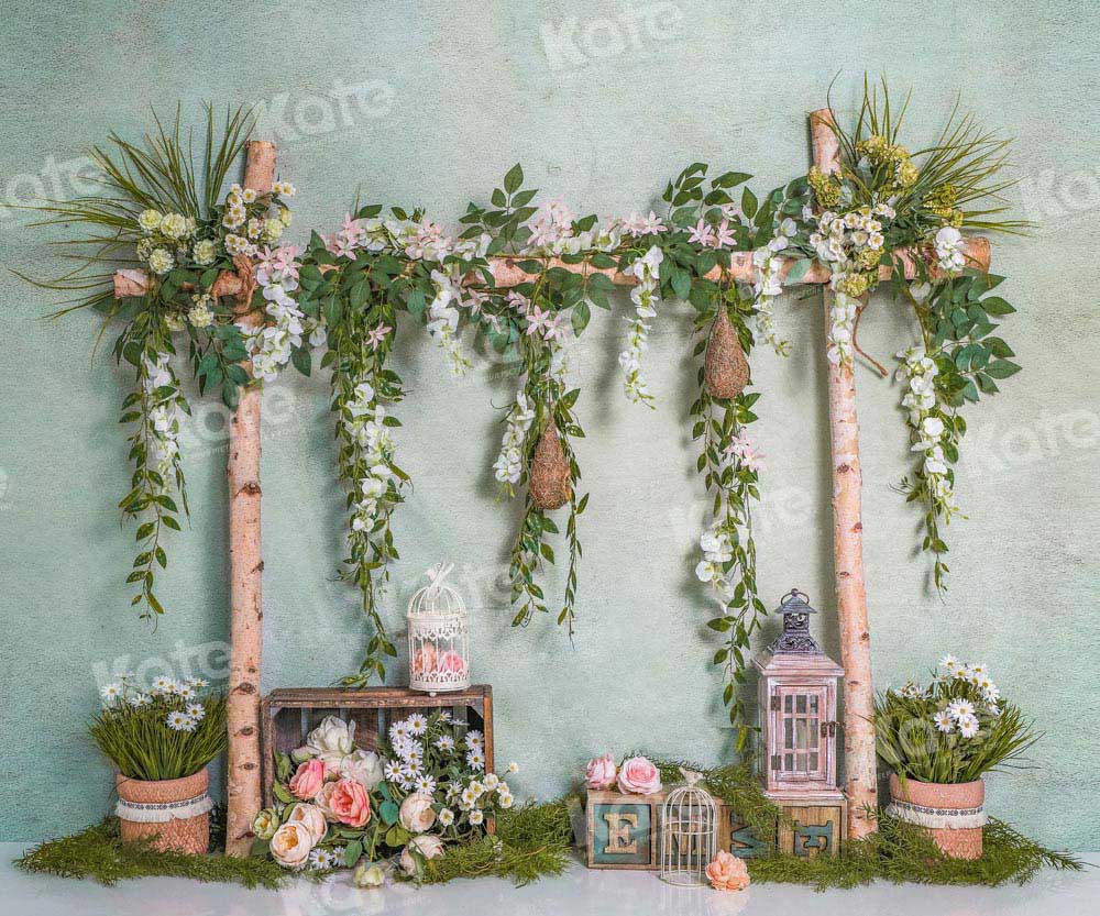 Kate Fleurs Printemps Plantes Vert Toile de fond conçu par Emetselch - Kate Backdrop FR
