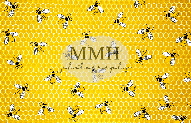 Kate BEE-Day-Toile de fond motif abeille jaune conçu par Melissa McCraw-Hummer - Kate Backdrop FR