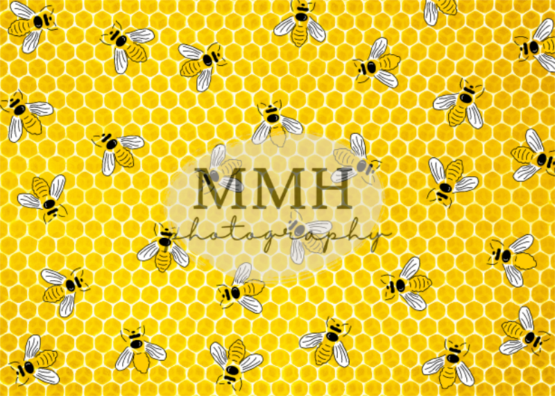Kate BEE-Day-Toile de fond motif abeille jaune conçu par Melissa McCraw-Hummer - Kate Backdrop FR
