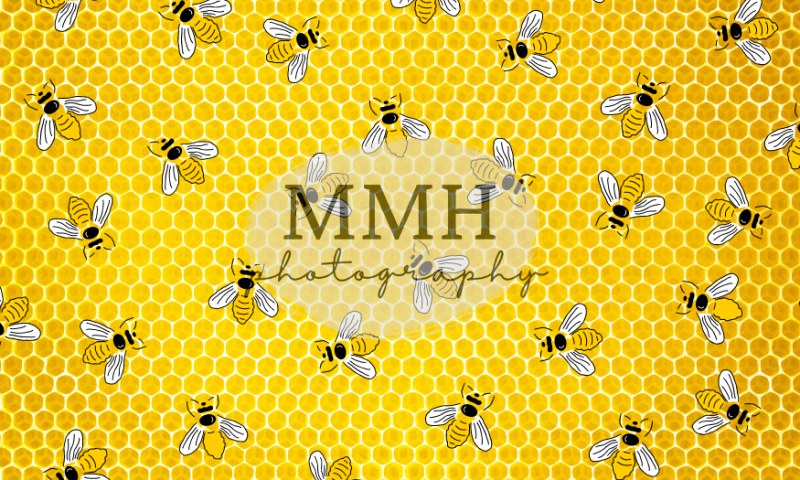 Kate BEE-Day-Toile de fond motif abeille jaune conçu par Melissa McCraw-Hummer - Kate Backdrop FR