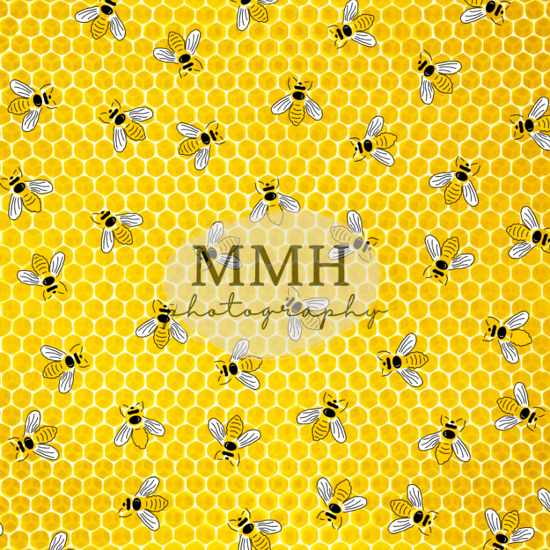 Kate BEE-Day-Toile de fond motif abeille jaune conçu par Melissa McCraw-Hummer - Kate Backdrop FR