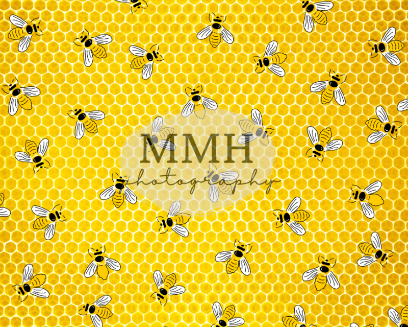 Kate BEE-Day-Toile de fond motif abeille jaune conçu par Melissa McCraw-Hummer - Kate Backdrop FR