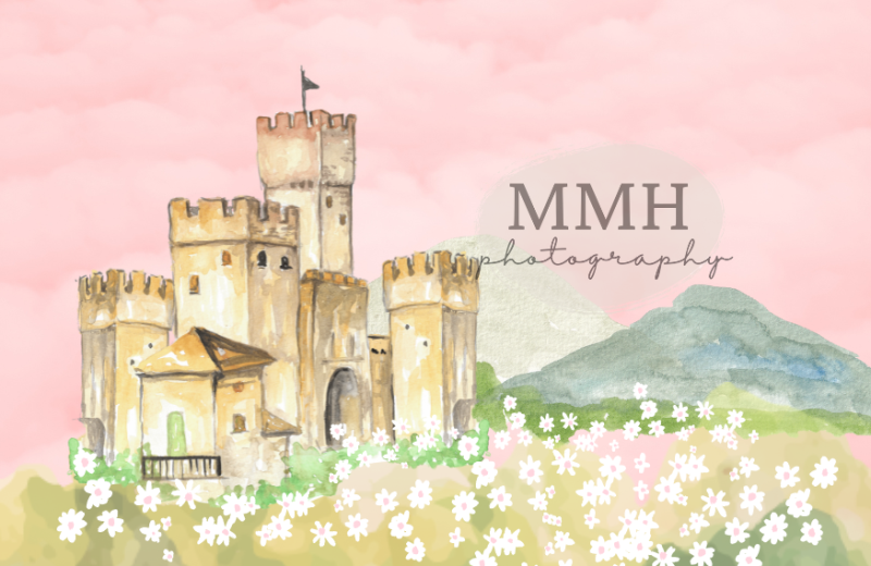 Kate Il était une fois une toile de fond du château de princesse conçu par Melissa McCraw-Hummer - Kate Backdrop FR