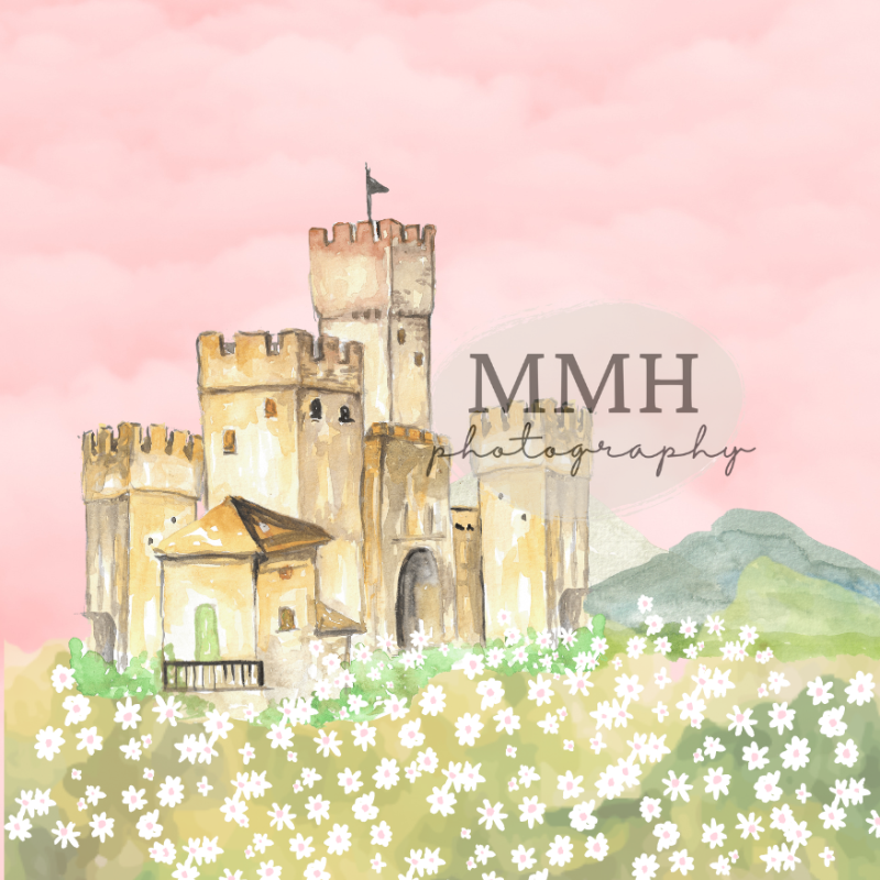 Kate Il était une fois une toile de fond du château de princesse conçu par Melissa McCraw-Hummer - Kate Backdrop FR
