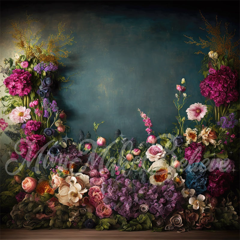 Kate Sarcelle foncée Fleurs Beaux-arts Toile de fond conçue par Mini MakeBelieve - Kate Backdrop FR