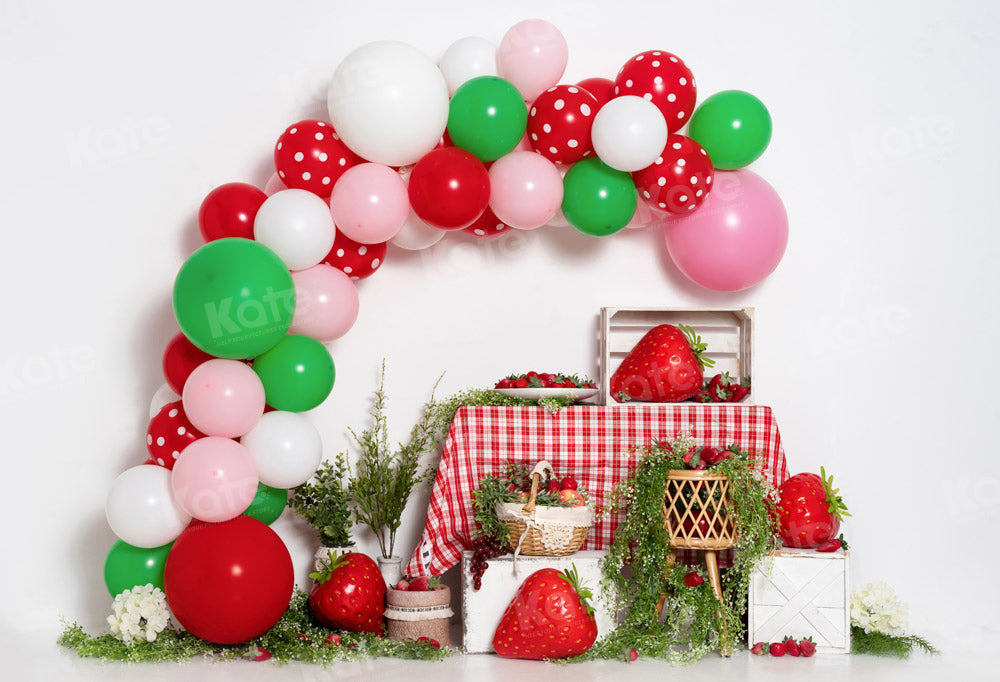 Kate Ballons aux fraises Cake Smash Toile de fond conçu par Emetselch - Kate Backdrop FR