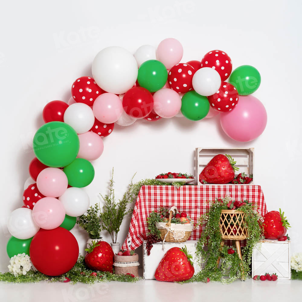 Kate Ballons aux fraises Cake Smash Toile de fond conçu par Emetselch - Kate Backdrop FR