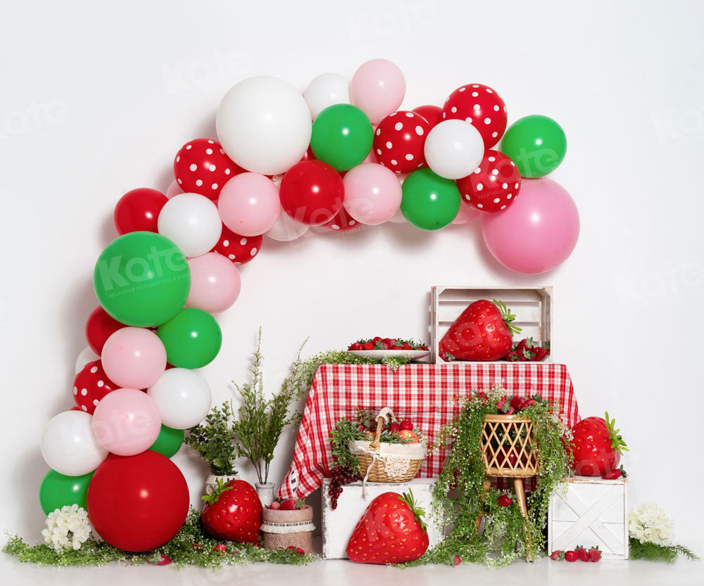 Kate Ballons aux fraises Cake Smash Toile de fond conçu par Emetselch - Kate Backdrop FR