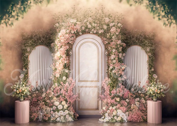 Kate Rose Fleurs Porte Printemps Toile de fond conçue par Mini MakeBelieve