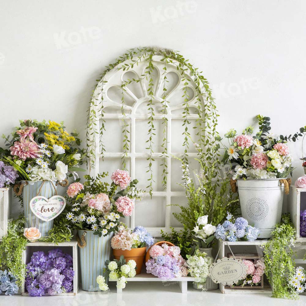 Kate Jardin Fleurs Printemps Porte Blanc Toile de fond conçu par Emetselch - Kate Backdrop FR