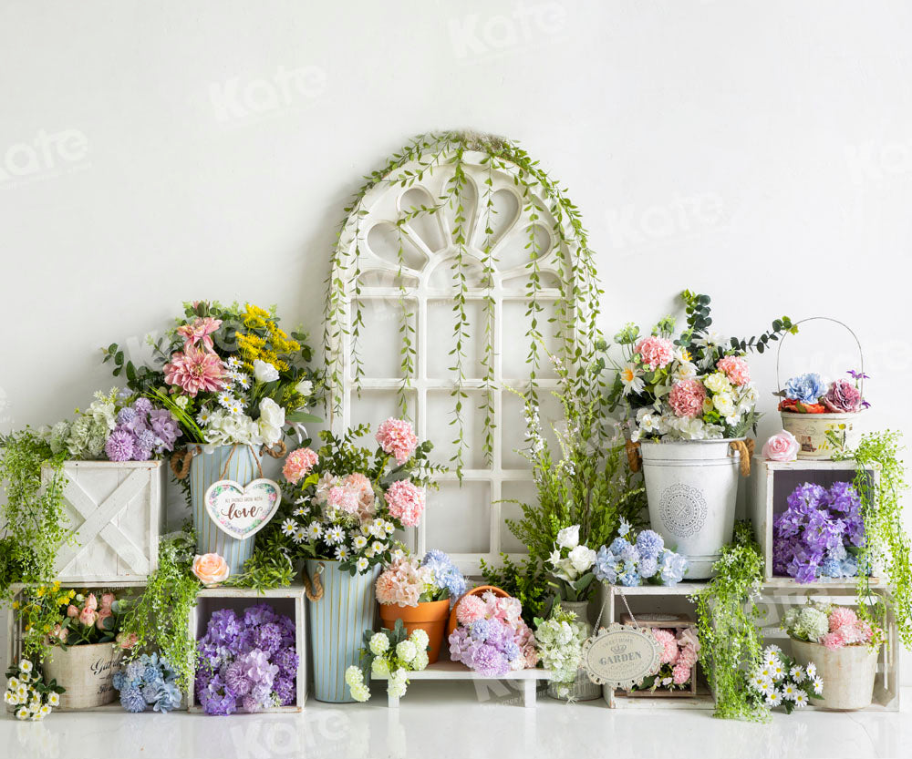 Kate Jardin Fleurs Printemps Porte Blanc Toile de fond conçu par Emetselch - Kate Backdrop FR
