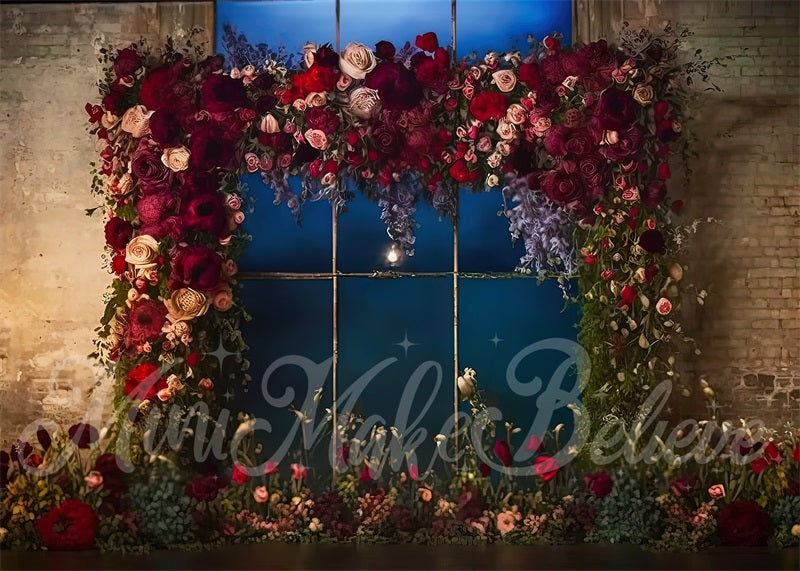 Kate Toile de fond de mur de briques de fleurs d'art Conçu par Mini MakeBelieve - Kate Backdrop FR