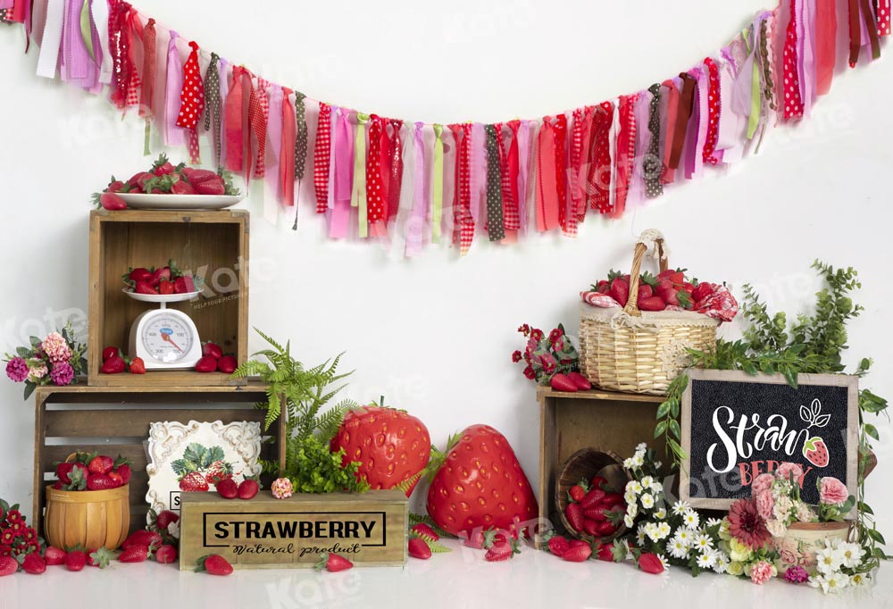 Kate Cake smash Fraises Été Rouge Toile de fond conçu par Emetselch - Kate Backdrop FR