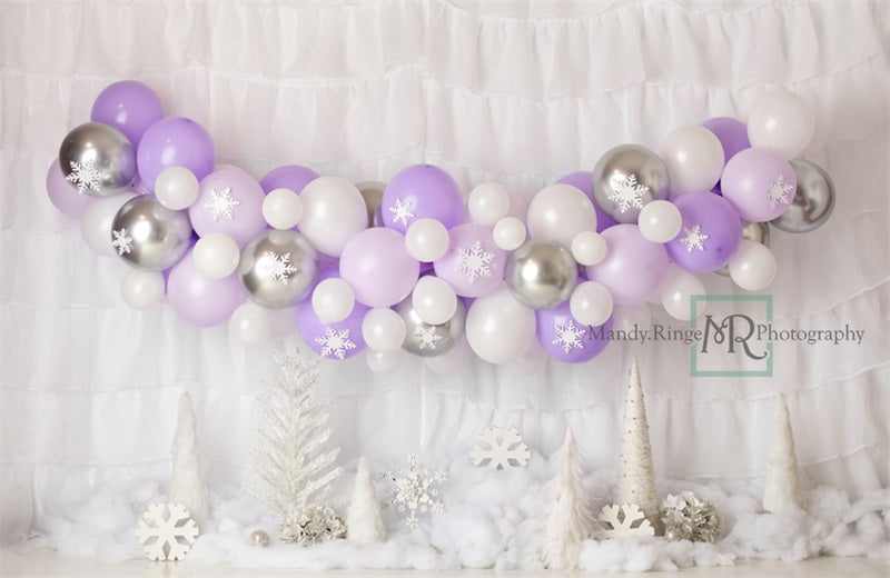 Kate Ballons Pays des merveilles Hiver Violet Blanc Toile de fond conçue par Mandy Ringe - Kate Backdrop FR