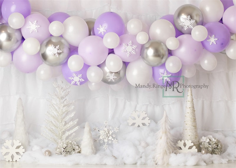 Kate Ballons Pays des merveilles Hiver Violet Blanc Toile de fond conçue par Mandy Ringe - Kate Backdrop FR