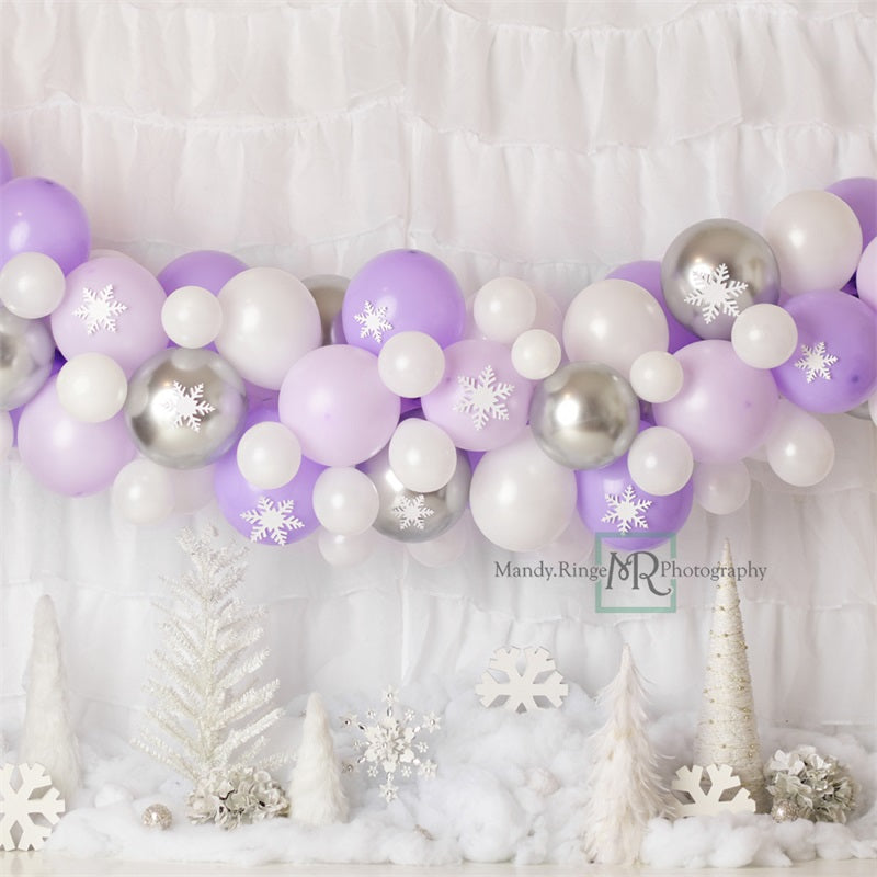 Kate Ballons Pays des merveilles Hiver Violet Blanc Toile de fond conçue par Mandy Ringe - Kate Backdrop FR