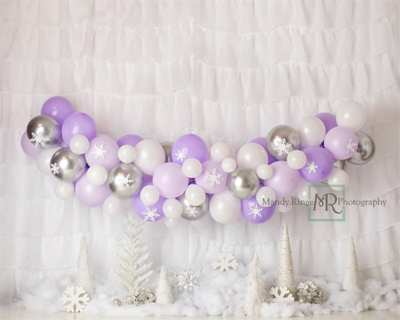 Kate Ballons Pays des merveilles Hiver Violet Blanc Toile de fond conçue par Mandy Ringe - Kate Backdrop FR