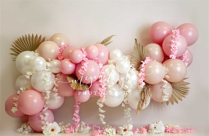 Kate Ballons Roses Floraux Toile de fond conçue par Megan Leigh - Kate Backdrop FR