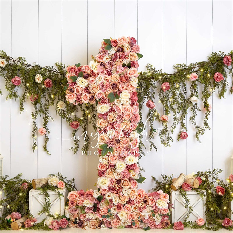 Kate Jardin floral Anniversaire Toile de fond conçue par Megan Leigh - Kate Backdrop FR