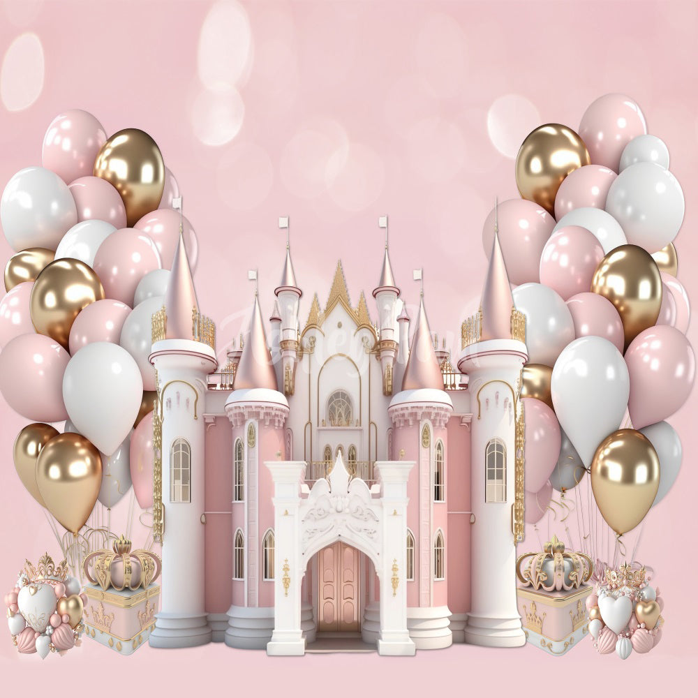Kate Rose Château de princesse Anniversaire Toile de fond conçu par Ashley Paul - Kate Backdrop FR