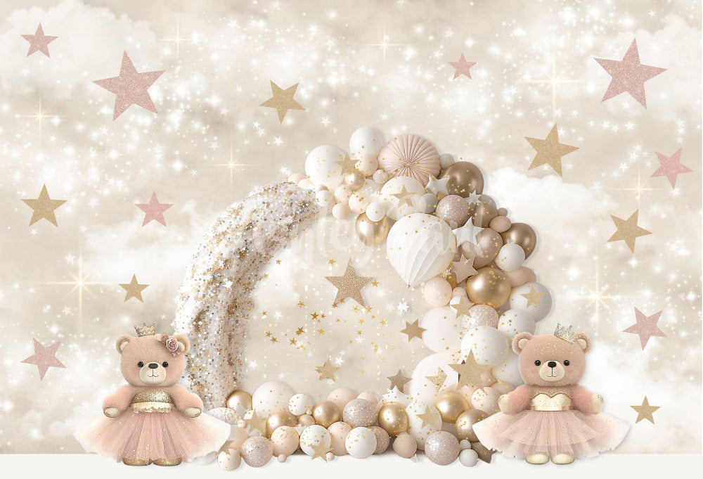 Kate Arche de ballons Ours en peluche Princesse Toile de fond conçu par Ashley Paul - Kate Backdrop FR