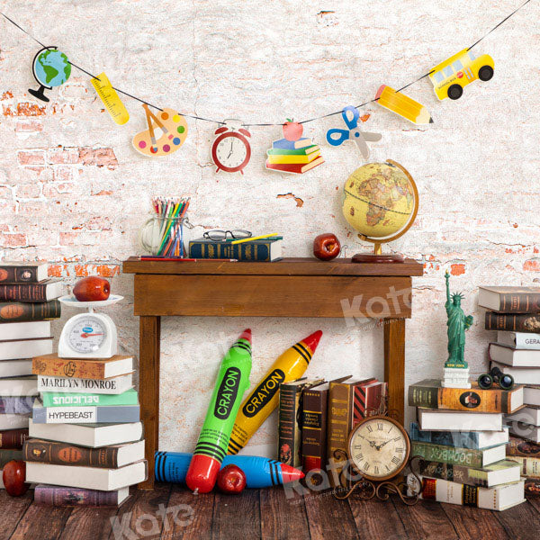 Kate Toile de fond Livres Crayon Retour à l'école conçu par Emetselch - Kate Backdrop FR