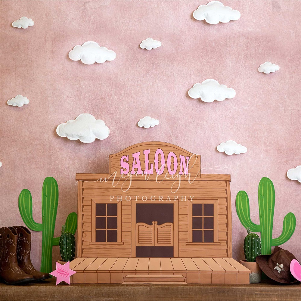 Kate Cow-girl Salon Cactus Toile de fond conçue par Megan Leigh - Kate Backdrop FR