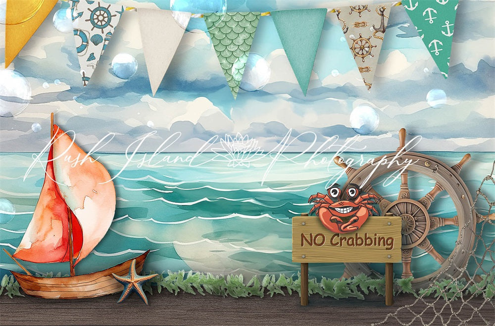 Kate Paysage marin Crabe Toile de fond conçue par Laura Bybee - Kate Backdrop FR